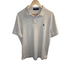 Polo Ralph Lauren Mens Large Heather Grey Short Sleeve Pony Logo Polo Shirt L
